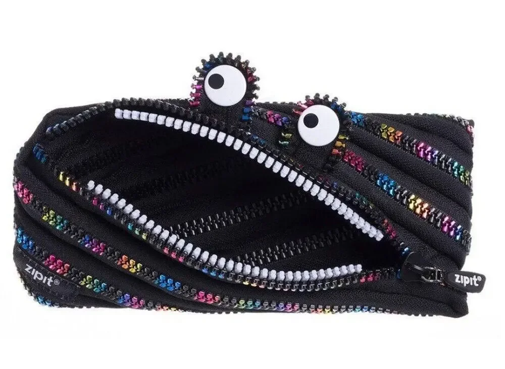 Zipit Special Edition Monster Pencil Makeup Pouch Black And Rainbow